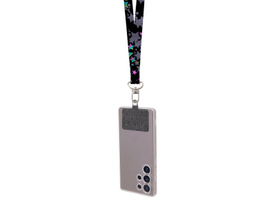 Ланъярд 2,5 см под сублимацию с трендовым карабином, замком обрыва и большим держателем для телефона из ПЭ