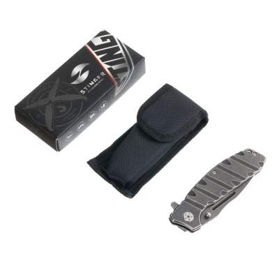 Нож складной Stinger, 90 мм, (тёмно-серый), материал рукояти: нержавеющая сталь (тёмно-серый)