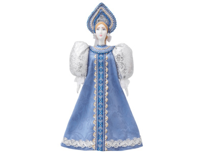 Подарочный набор: кукла фарфоровая, чай Малина с мятой, голубой