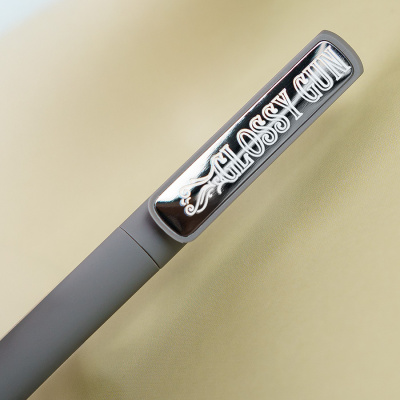 Ручка шариковая GLOSSY GUN с покрытием soft touch, серый/темно-серый, пластик, металл