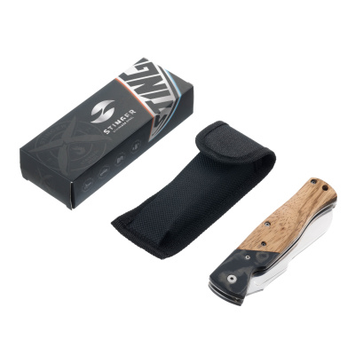 Нож складной Stinger, 105 мм (серебристый), материал рукояти: стеклопластик G10, древесина зебрано