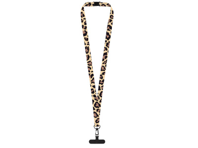 Ланъярд 2 см под сублимацию с трендовым карабином, замком обрыва и узким держателем для телефона из ПЭ, черный