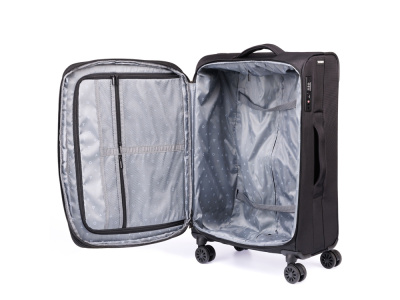 Чемодан TORBER СЕЙД, чёрный, нейлон 600D, 43,5 х 25 х 68 см, 56 л , размер M