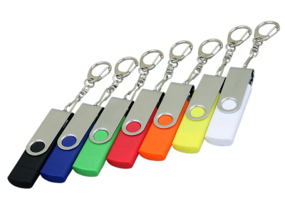 Флешка с  поворотным механизмом, c дополнительным разъемом Micro USB, 16 Гб, синий , размер 16Gb