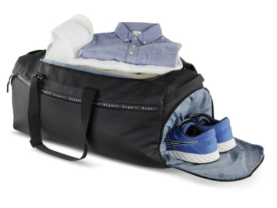 Сумка дорожная BUGATTI БЛАНК ОБЛЕГЧЕННАЯ | BLANC DELIGHT, чёрная, нейлон RPET600D/тарпаулин/полиэстер, 67х32х29 см, 55 л