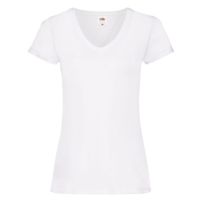 Футболка "Lady-Fit V-Neck T", белый_S, 95% х/б, 5% эластан, 200 г/м2