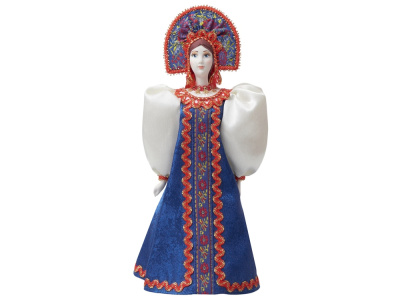 Подарочный набор: кукла фарфоровая, мед, синий