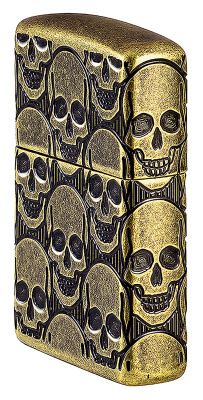 Зажигалка ZIPPO Armor® Cackling Cranium с покрытием Antique Brass, латунь/сталь, золотистая, матовая, 38x13x57 мм