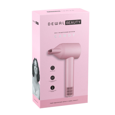 Фен DEWAL BEAUTY Candy, розовый, 1800 Вт, бесщеточный мотор, 1 насадка