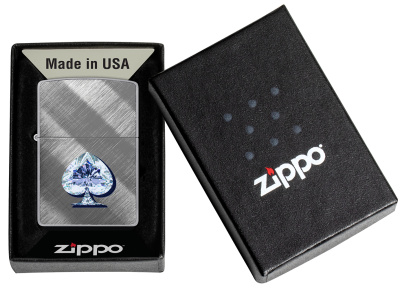 Зажигалка ZIPPO Gleaming Spade Design с покрытием Diagonal Weave, латунь/сталь, серебристая, матовая, 38x13x57 мм