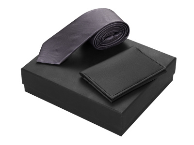 Подарочный набор Long River: обложка для паспорта, галстук (без лого Long River), черная коробка , размер Без лого
