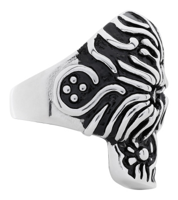 Кольцо ZIPPO, серебристое, в форме черепа, нержавеющая сталь, 2,3x3,3x0,5 см, диаметр 19,7 мм