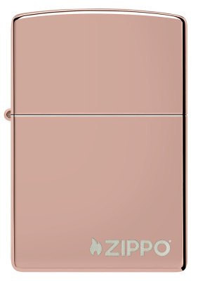 Зажигалка ZIPPO Logo с покрытием High Polish Rose Gold, латунь/сталь, розовое золото, 38x13x57 мм