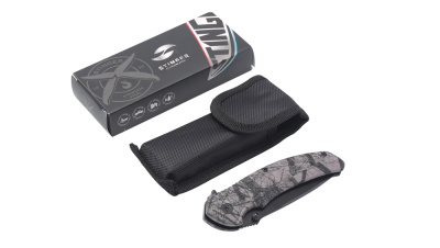 Нож складной Stinger, 84 мм, (чёрный), материал рукояти: алюминий (черный камуфляж)