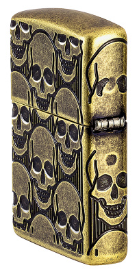 Зажигалка ZIPPO Armor® Cackling Cranium с покрытием Antique Brass, латунь/сталь, золотистая, матовая, 38x13x57 мм