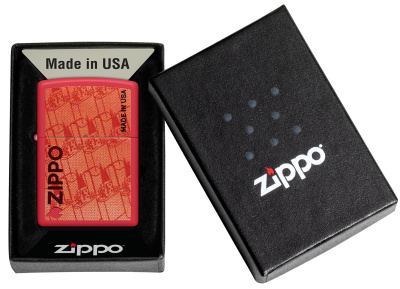 Зажигалка ZIPPO Made in USA Design с покрытием Red Matte, латунь/сталь, красная, 38x13x57 мм