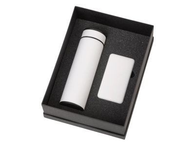 Подарочный набор с термосом и повербанком С2, белый , размер 10000 mAh