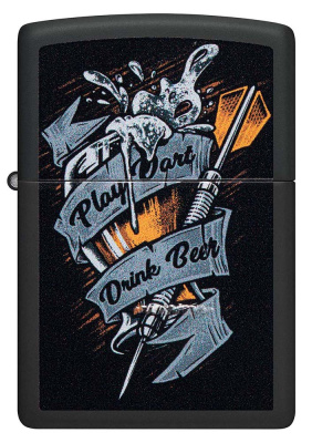 Зажигалка ZIPPO Darts с покрытием Black Matte, латунь/сталь, черная 38x13x57 мм