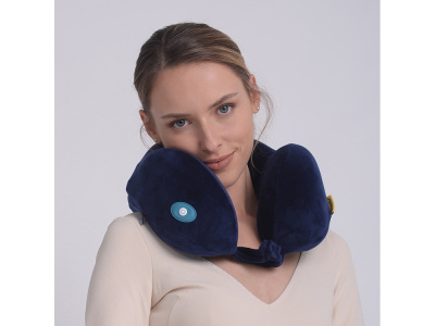 Подушка для путешествий со встроенным массажером Massage Tranquility Pillow, синий