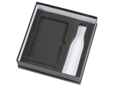 Подарочный набор c блокнотом C2, ручкой и термобутылкой, темно-синий , размер твердая обложка