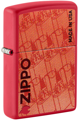 Зажигалка ZIPPO Made in USA Design с покрытием Red Matte, латунь/сталь, красная, 38x13x57 мм