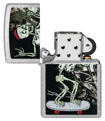 Зажигалка ZIPPO Skateboard Design с покрытием Street Chrome, латунь/сталь, серебристая, 38x13x57 мм