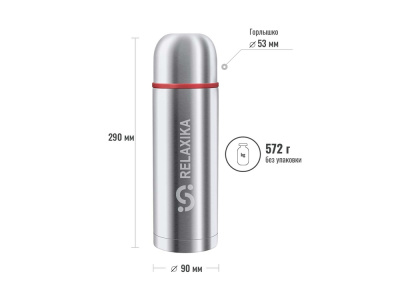 Термос Relaxika 102, 2 чашки, 1000 мл, стальной , размер 1000 мл