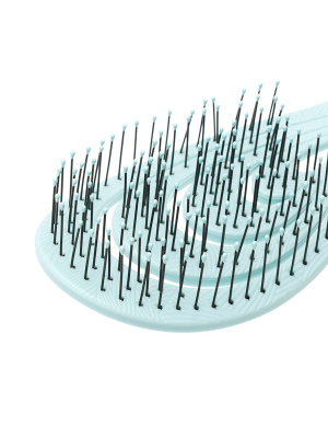 Щетка Dewal Beauty серия "Ocean wave", продувная, с нейлоновым штифтом, форма волна, голубая
