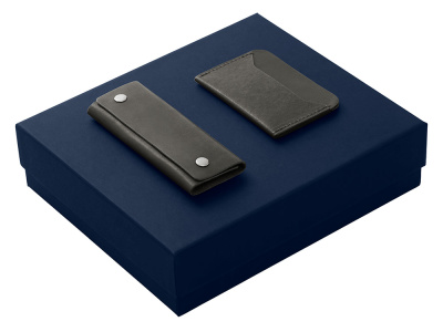 Подарочный набор Long River: картхолдер, ключница (без лого Long River), синяя коробка , размер Без лого