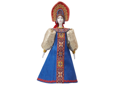 Подарочный набор: кукла фарфоровая, мед, синий