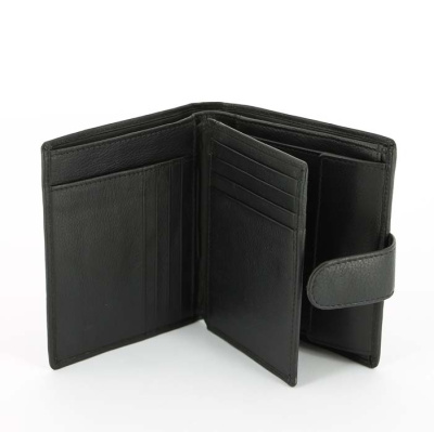 Портмоне S.Quire, натуральная воловья кожа, черный, наппа, 12 x 10,4 x 2 см