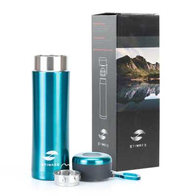 Термокружка Stinger, 0,42 л, сталь/пластик, бирюзовый глянцевый, 7,5 х 6,9 х 22,2 см