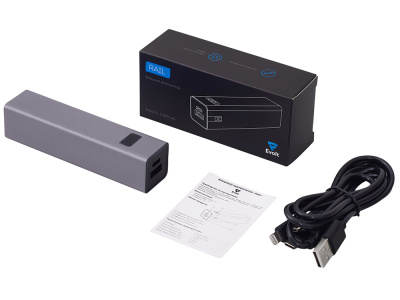 Внешний аккумулятор Rail, 5000 mAh, темно-серый