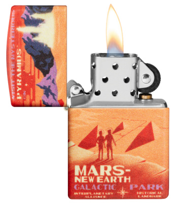 Зажигалка ZIPPO Mars Design с покрытием 540 Matte, латунь/сталь, красная, матовая, 38x13x57 мм