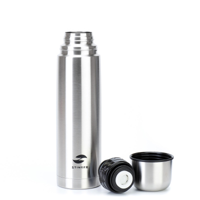 Термос Stinger, 1 л, узкий, нержавеющая сталь, серебристый, 8,6 х 8,6 х 31,4 см