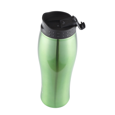 Термокружка Stinger, 0,4 л, сталь/пластик, зеленый глянцевый, 6,5х22,3 см
