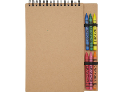 Doodle блокнот формата А5 с мягкой обложкой на спирали и набор мелков - Натуральный