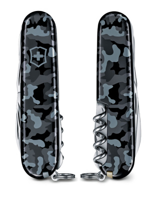 Нож перочинный VICTORINOX Huntsman Navy Camouflage, 91 мм, 15 функций, серо-синий камуфляж