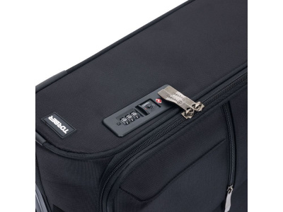 Чемодан TORBER СЕЙД, чёрный, нейлон 600D, 43,5 х 25 х 68 см, 56 л , размер M