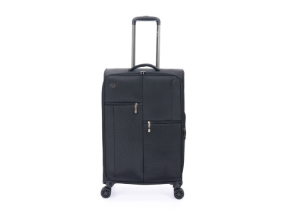 Чемодан TORBER СЕЙД, чёрный, нейлон 600D, 43,5 х 25 х 68 см, 56 л , размер M