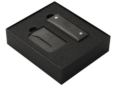 Подарочный набор Long River: картхолдер, ключница, черная коробка , размер С лого