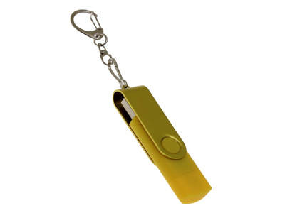 USB-флешка на 32 Гб 2 в 1 поворотный механизм, c дополнительным разъемом Type-C с одноцветным металлическим клипом, желтый , размер 32ГБ