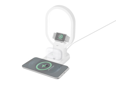 Беспроводная зарядная станция 4-в-1 Portal c лампой, 15 Вт, белый