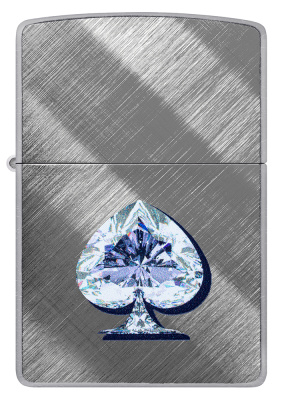 Зажигалка ZIPPO Gleaming Spade Design с покрытием Diagonal Weave, латунь/сталь, серебристая, матовая, 38x13x57 мм