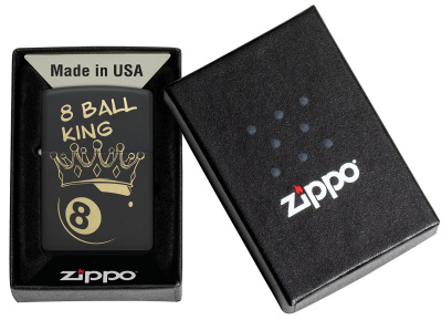 Зажигалка ZIPPO Billiards Champion Design с покрытием Black Matte, латунь/сталь, черная, 38x13x57 мм