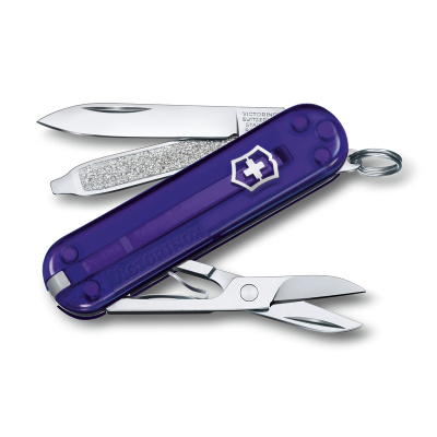 Нож-брелок VICTORINOX Classic SD Colors "Persian Indigo", 58 мм, 7 функций, полупрозрачный индиго