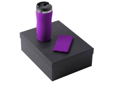 Подарочный набор c вакуумной термокружкой и повербанком С1, фиолетовый , размер 5000 mAh