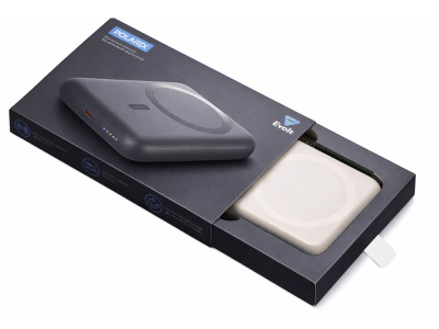 Магнитный внешний беспроводной аккумулятор Polarix, QC/PD, 10000 мАч, слоновая кость