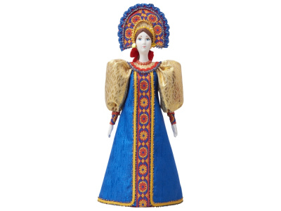 Подарочный набор: кукла фарфоровая, чай Малина с мятой, синий