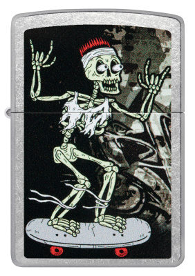 Зажигалка ZIPPO Skateboard Design с покрытием Street Chrome, латунь/сталь, серебристая, 38x13x57 мм